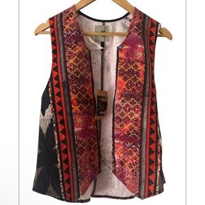 One Teaspoon Aztec Leopard Drill Vest NWT